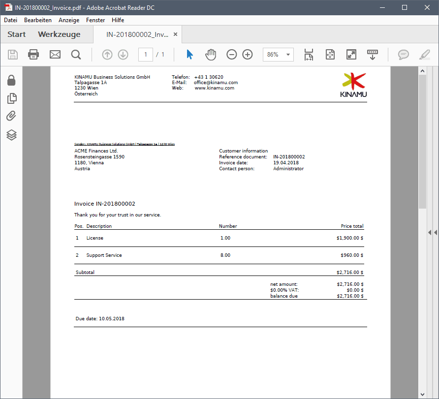 KINAMU Advanced Order &amp; Invoice Management für SugarCRM